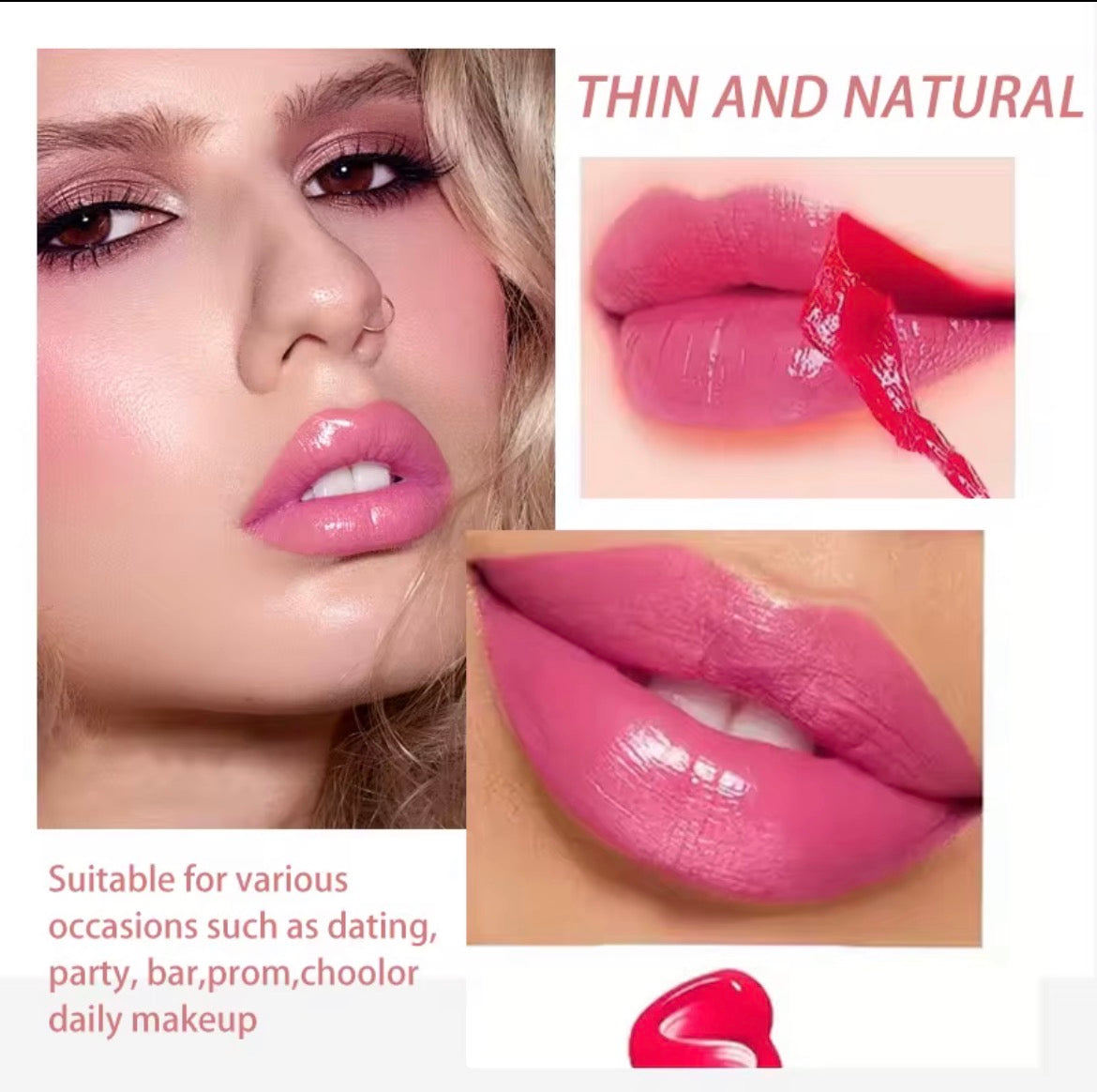 QICIY Tattoo Lip Gloss Color Peel-Off
