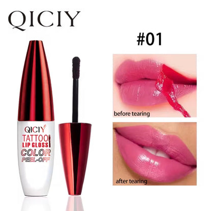 QICIY Tattoo Lip Gloss Color Peel-Off