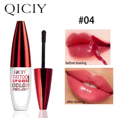 QICIY Tattoo Lip Gloss Color Peel-Off
