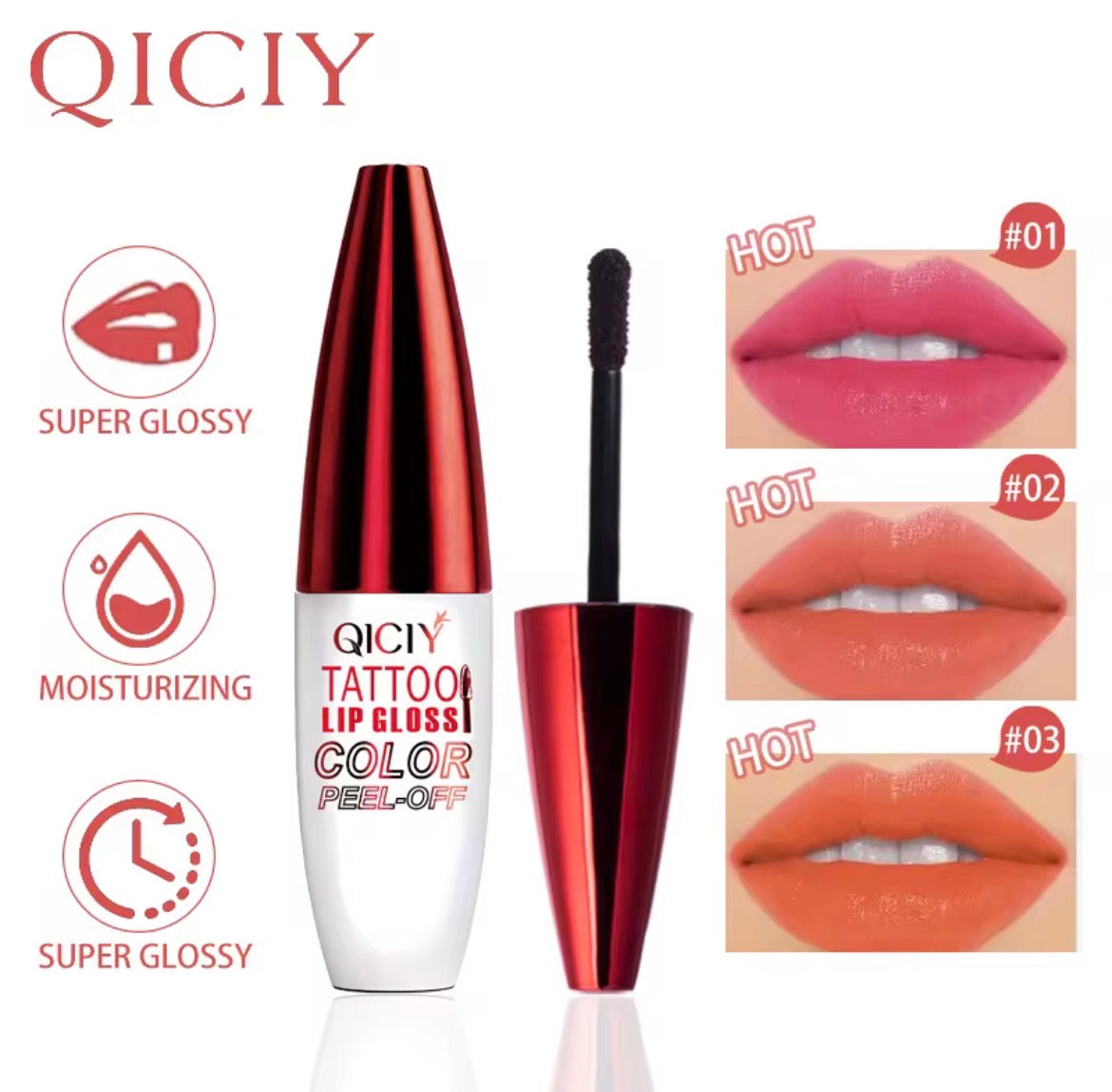QICIY Tattoo Lip Gloss Color Peel-Off