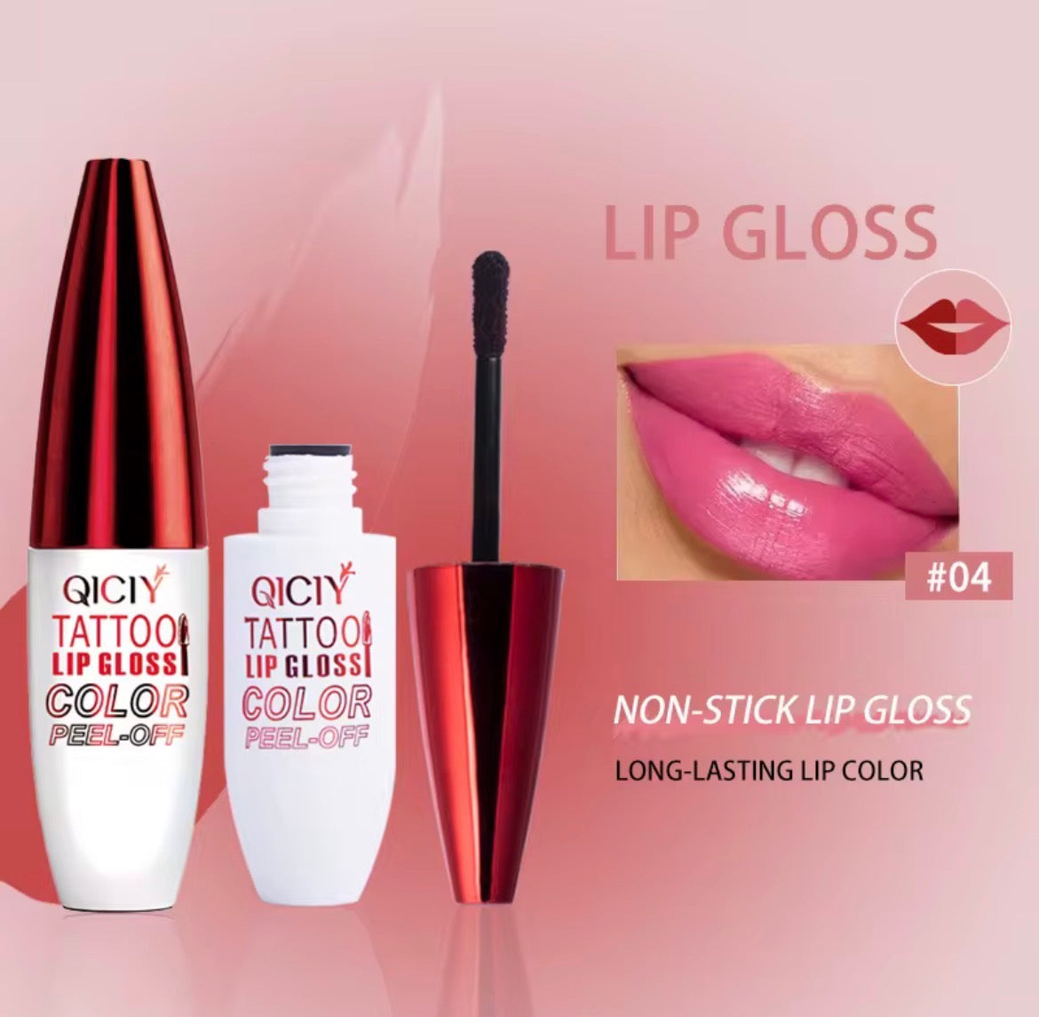 QICIY Tattoo Lip Gloss Color Peel-Off