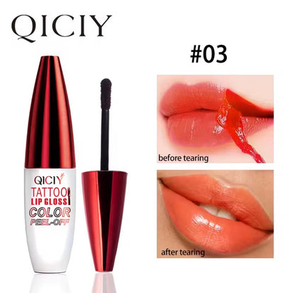 QICIY Tattoo Lip Gloss Color Peel-Off