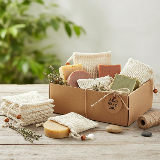 Natural sisal soap bags by shovota in a 5-pack, ideal for eco-friendly exfoliating and zero waste skincare.