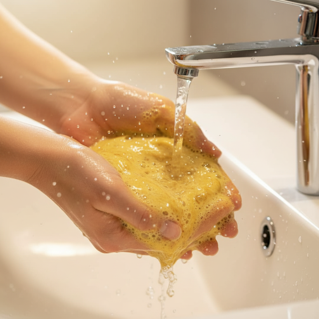 Three bars of shovota turmeric and oatmeal soap, showcasing natural glow and gentle cleansing properties.